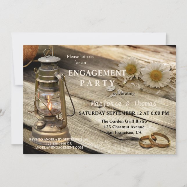 Rustic Country Engagement Party Invitation (Front)