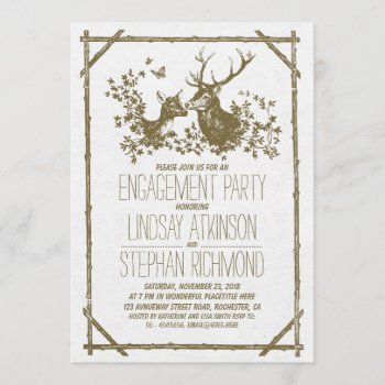Rustic Country Engagement Party Invites With Deer by jinaiji at Zazzle