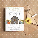 Rustic Country Fall Bridal Shower Invitation Postcard<br><div class="desc">Rustic Country Bridal Shower Invitation - Country chic invitation features a rustic barn surrounded by freshly harvested pumpkins and sunflowers, with glowing string lights hanging overhead. Our high quality template makes it so simple to personalize your unique invitation. If you would like to change the fonts or font colors, please...</div>