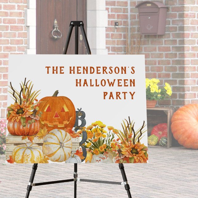 Rustic Country Fall Flowers Pumpkin Party Welcome Foam Board (Creator Uploaded)