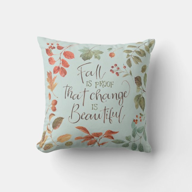 Rustic Country Fall Foliage Watercolor Change Throw Pillow (Front)