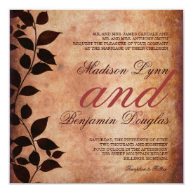 Rustic Country Fall Leaves Autumn Wedding Invites