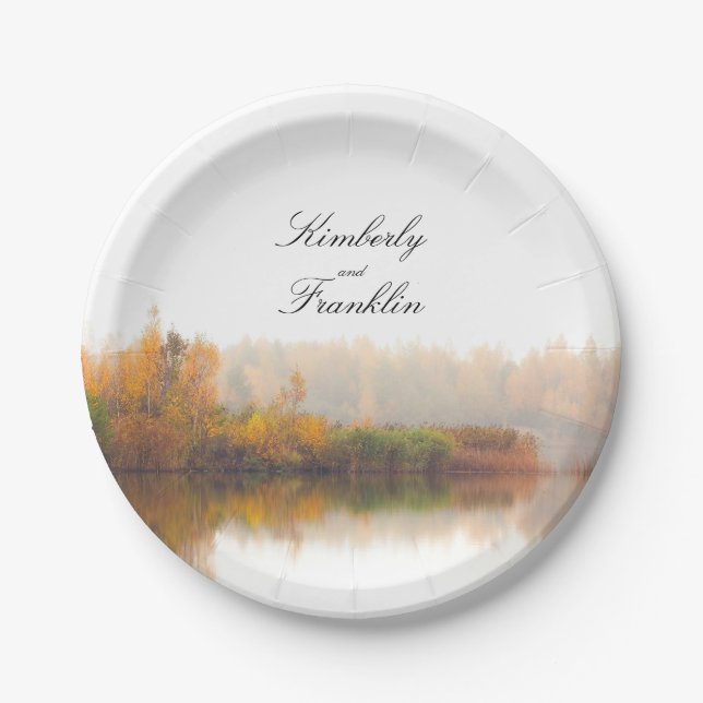 Rustic Country Fall Wedding Paper Plates (Front)