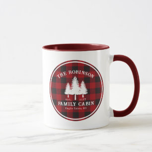 Rustic Country Family Cabin Tree Red Buffalo Plaid Mug