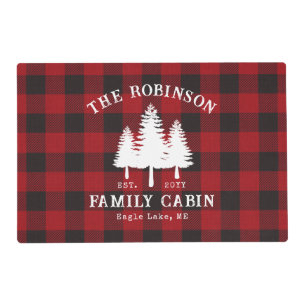Rustic Country Family Cabin Tree Red Buffalo Plaid Placemat