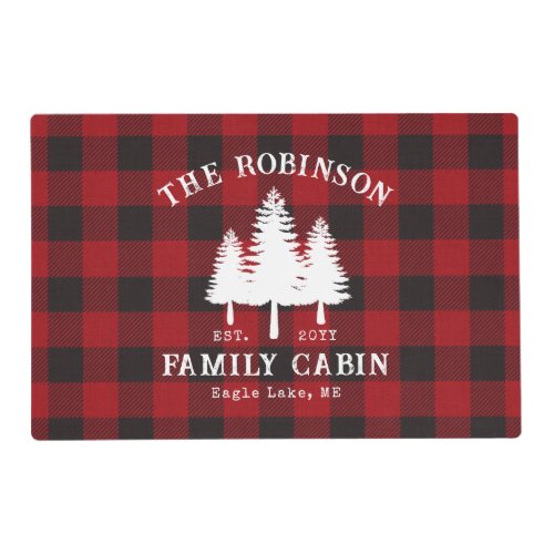 Rustic Country Family Cabin Tree Red Buffalo Plaid Placemat