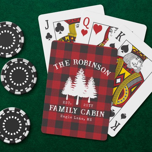 Rustic Country Family Cabin Tree Red Buffalo Plaid Poker Cards