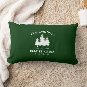 Rustic Country Family Cabin Trees Forest Green Lumbar Pillow