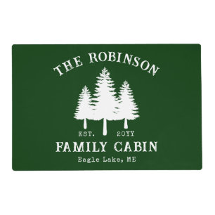 Rustic Country Family Cabin Trees Forest Green Placemat