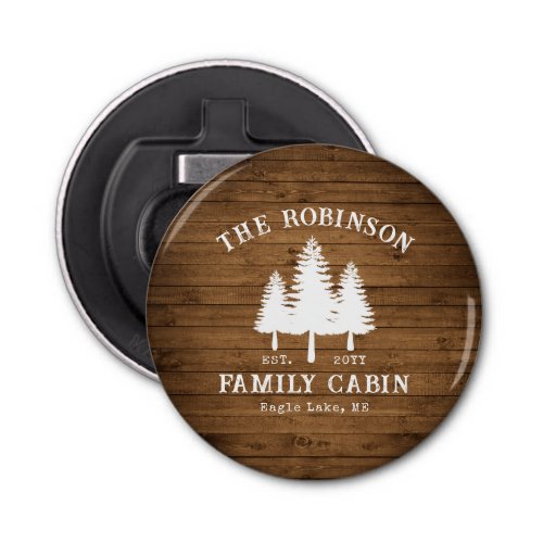Rustic Country Family Cabin Trees Wood Plank Print Bottle Opener
