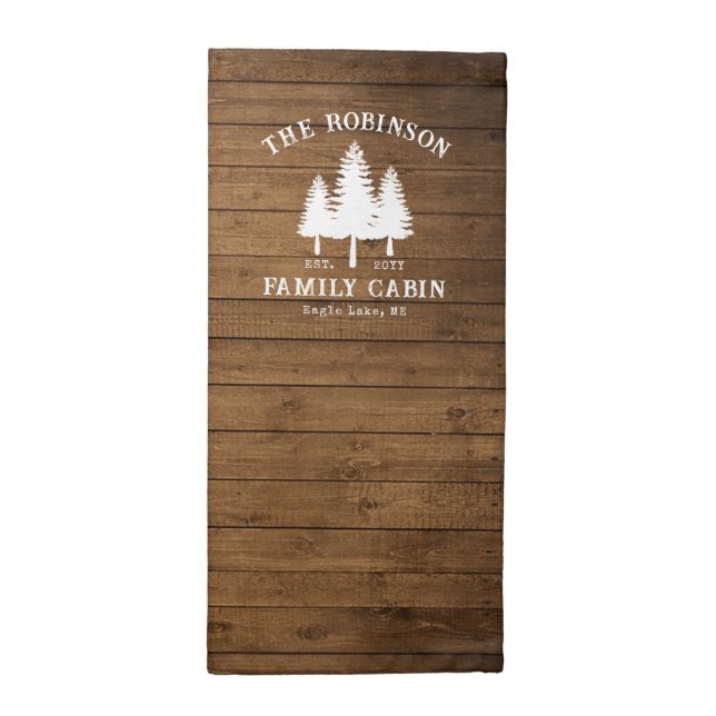 Rustic Country Family Cabin Trees Wood Plank Print Cloth Napkin (Half Fold)