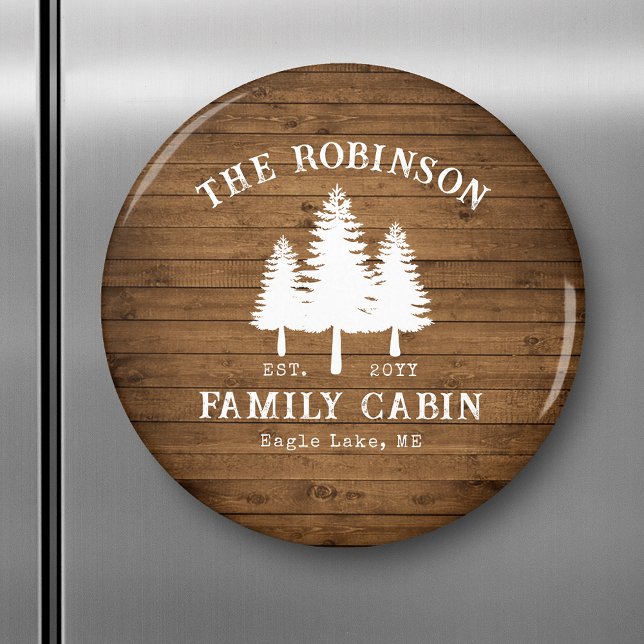 Rustic Country Family Cabin Trees Wood Plank Print Magnet (Creator Uploaded)