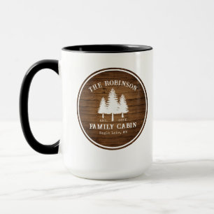 Rustic Country Family Cabin Trees Wood Plank Print Mug