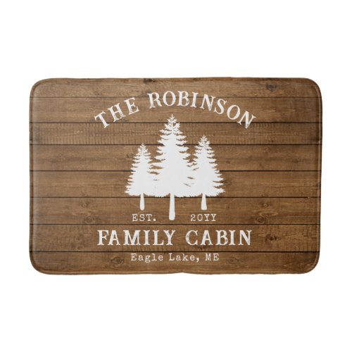 Rustic Country Family Cabin Trees Wood Style Print Bath Mat