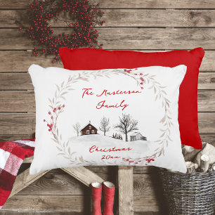 Rustic Country Family Name Accent Pillow