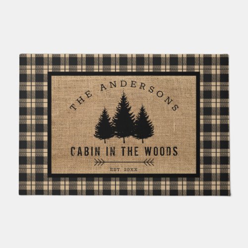 Rustic Country Family Name Cabin in the Woods Doormat