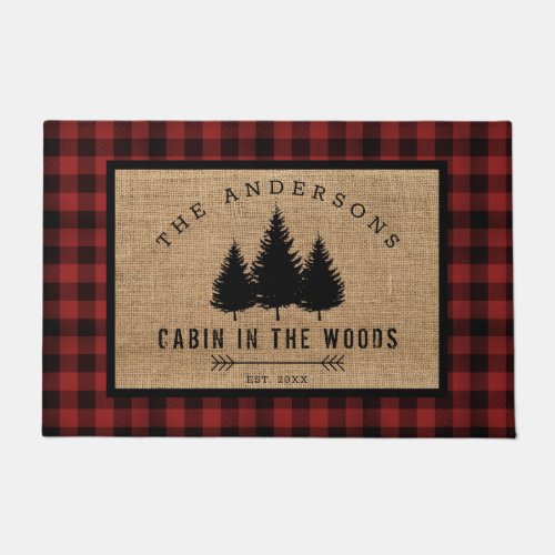 Rustic Country Family Name Cabin in the Woods Doormat