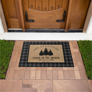 Rustic Country Family Name Cabin in the Woods Doormat