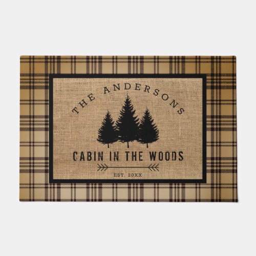 Rustic Country Family Name Cabin in the Woods Doormat