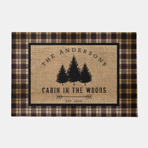 Rustic Country Family Name Cabin in the Woods Doormat