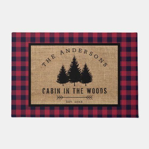 Rustic Country Family Name Cabin in the Woods Doormat