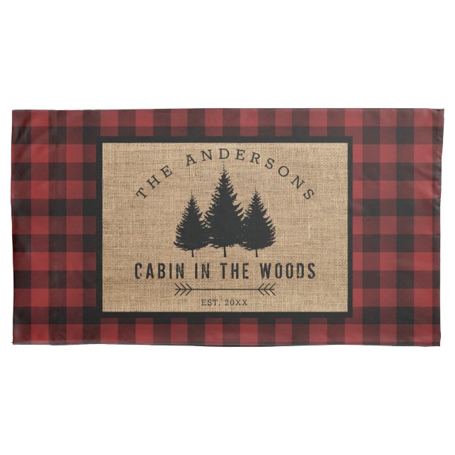 Rustic Country Family Name Cabin in the Woods Pillow Case (Front)