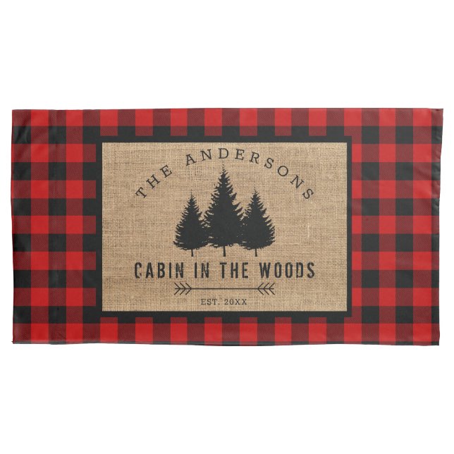 Rustic Country Family Name Cabin in the Woods Pillow Case (Front)