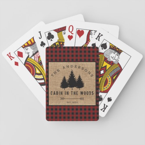 Rustic Country Family Name Cabin in the Woods Playing Cards