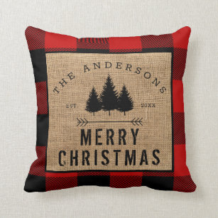 christmas plaid throw pillows