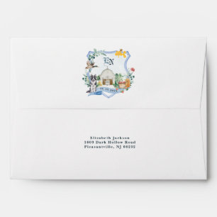 Rustic Country Farm   Barn Wedding Crest  Envelope