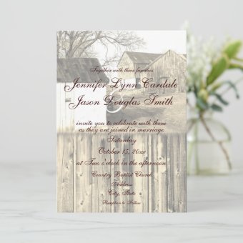 Rustic Country Farm Barn Wood Wedding Invitations | Zazzle