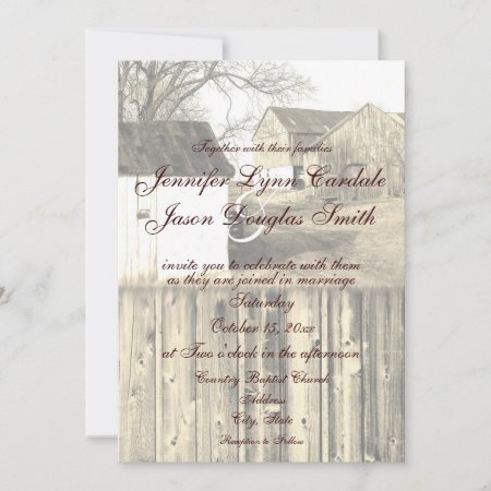 Rustic Country Farm Barn Wood Wedding Invitations