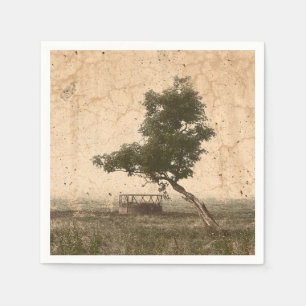 Rustic Country Farm Beige Decoupage Vintage Tree Napkins