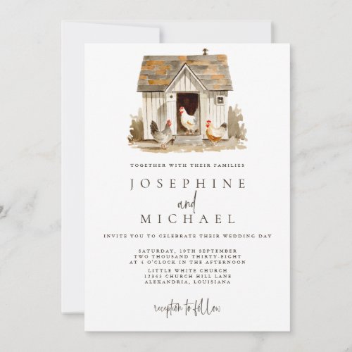 Rustic Country Farm Chicken Wedding Invitation