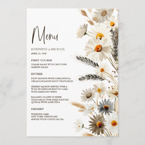Rustic Country Farm Chicken Wedding Menu