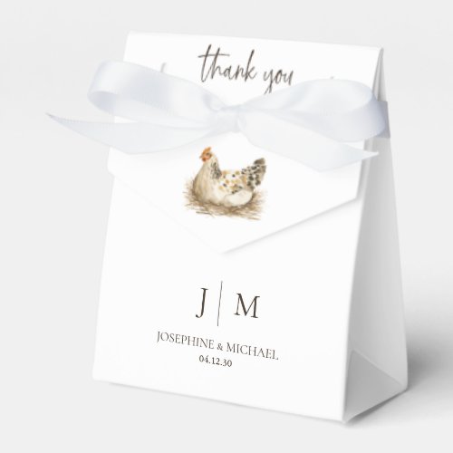 Rustic Country Farm Chicken Wedding Mongram Favor Boxes
