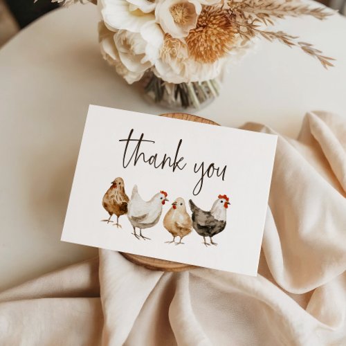 Rustic Country Farm Chicken Wedding Thank You Card