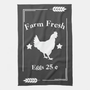 Rustic Country Farm Fresh Chicken Eggs Towel