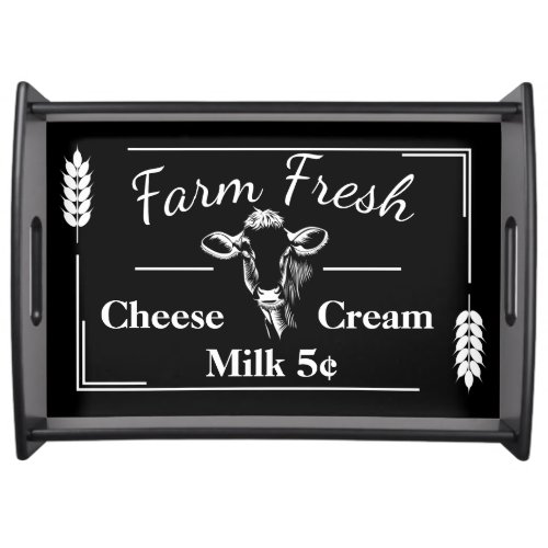 Rustic Country Farm Fresh Dairy  Wheat Sprigs Serving Tray