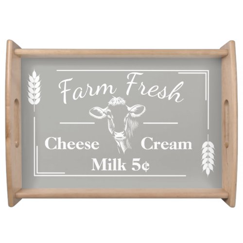 Rustic Country Farm Fresh Dairy  Wheat Sprigs Serving Tray
