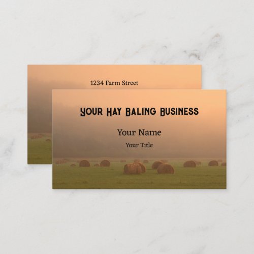 Rustic Country Farm Hay Bales Sunset Business Card
