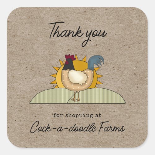 Rustic Country Farm Rooster Chicken Label 