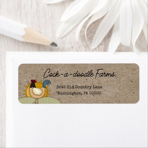 Rustic Country Farm Rooster Return Address Label 