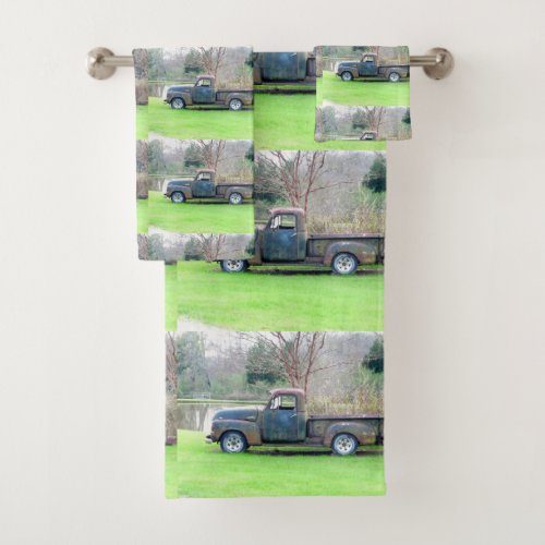 Rustic Country Farm Truck Bath Towel Set