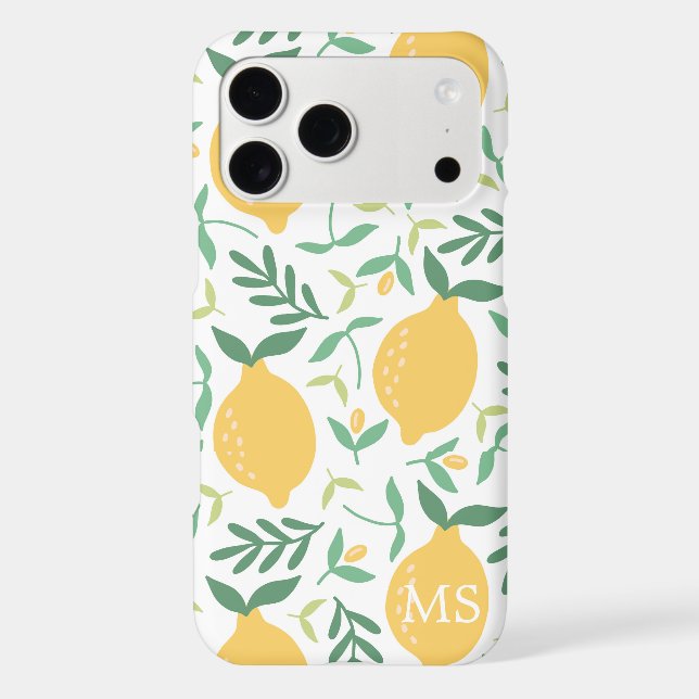 Rustic Country Farm Yellow Lemon Pattern Monogram Iphone Case (Back)