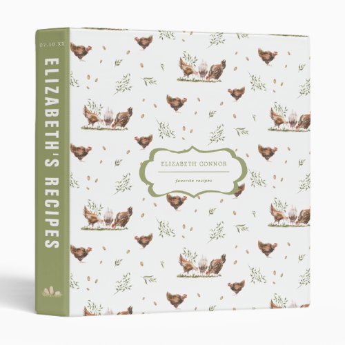 Rustic Country Farmers Market Chicken Recipe 3 Ring Binder