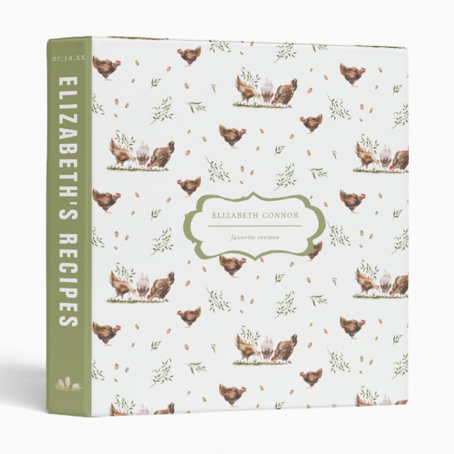 Rustic Country Farmers Market Chicken Recipe 3 Ring Binder (Front/Spine)