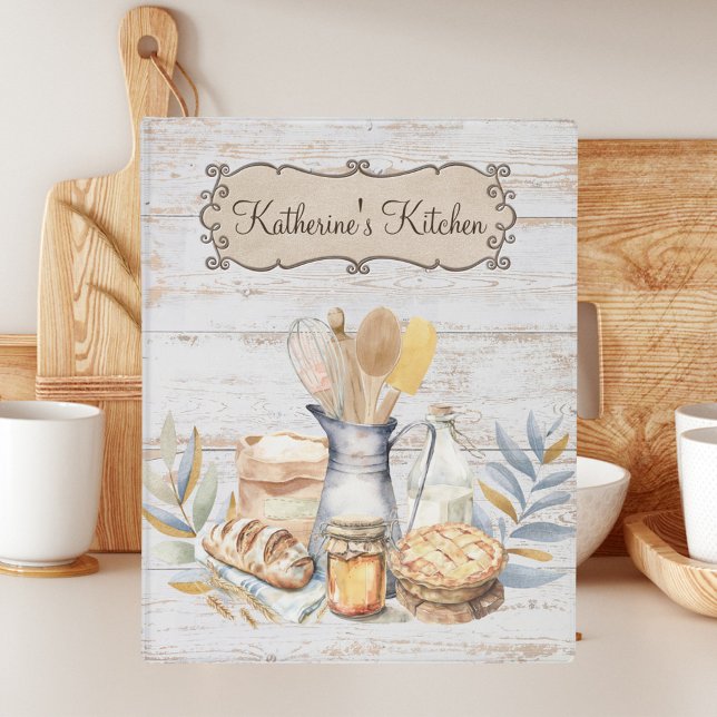 Rustic Country Farmhouse Baking Recipe Cookbook Mini Binder (In situ)