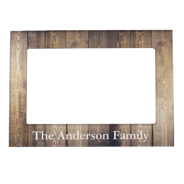 Rustic Country Farmhouse Barn Wood Family Name Magnetic Picture Frame (Front)