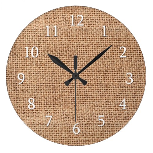 Rustic Country Farmhouse Burlap Large Clock